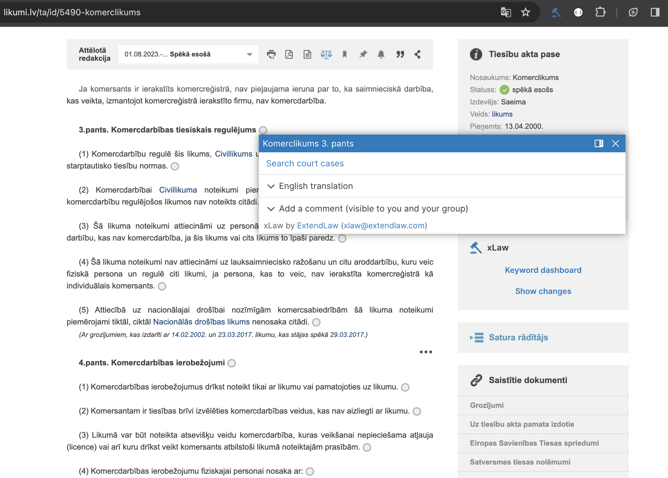 Latvian case law search