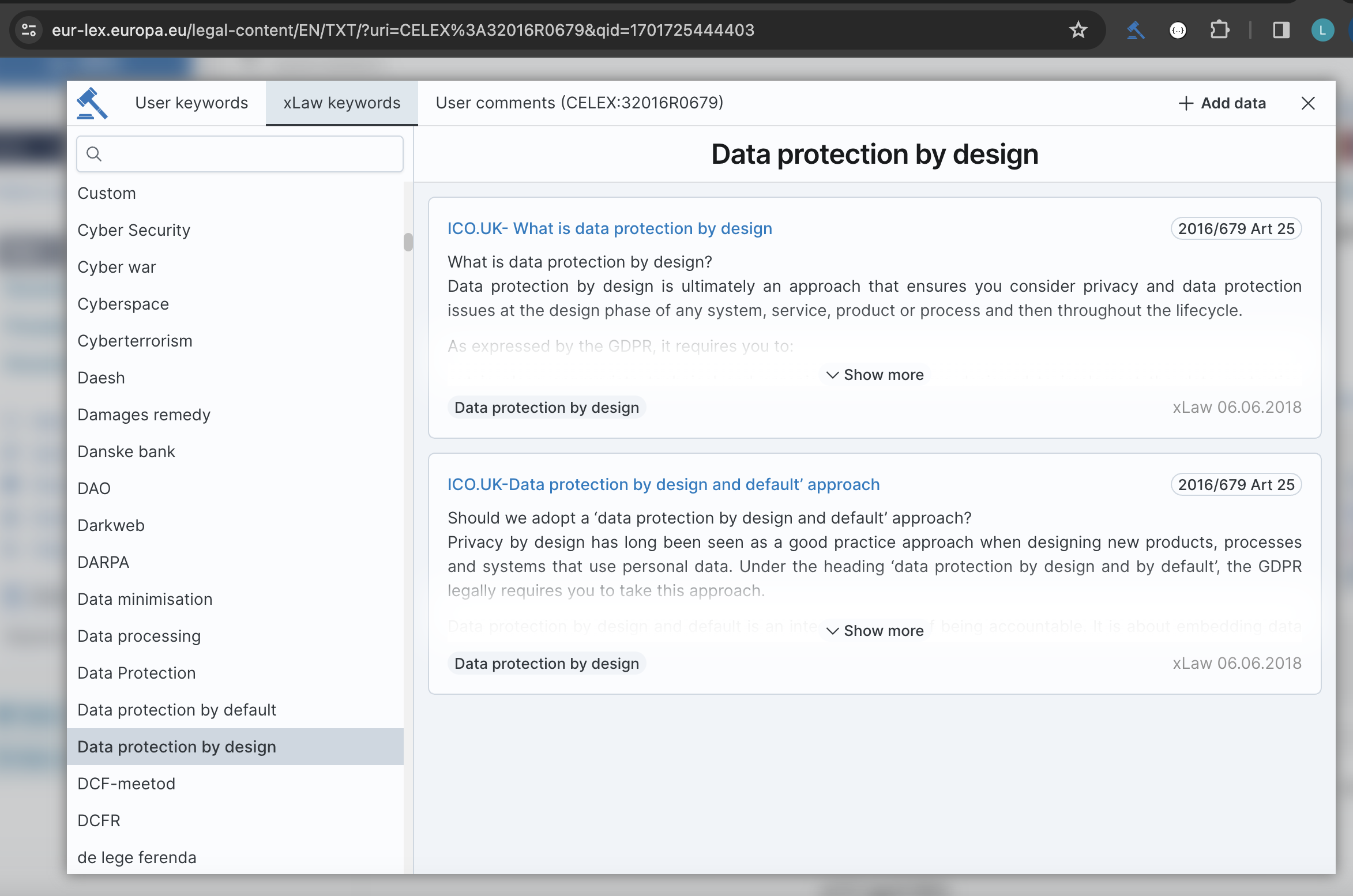 xLaw keyword dashboard