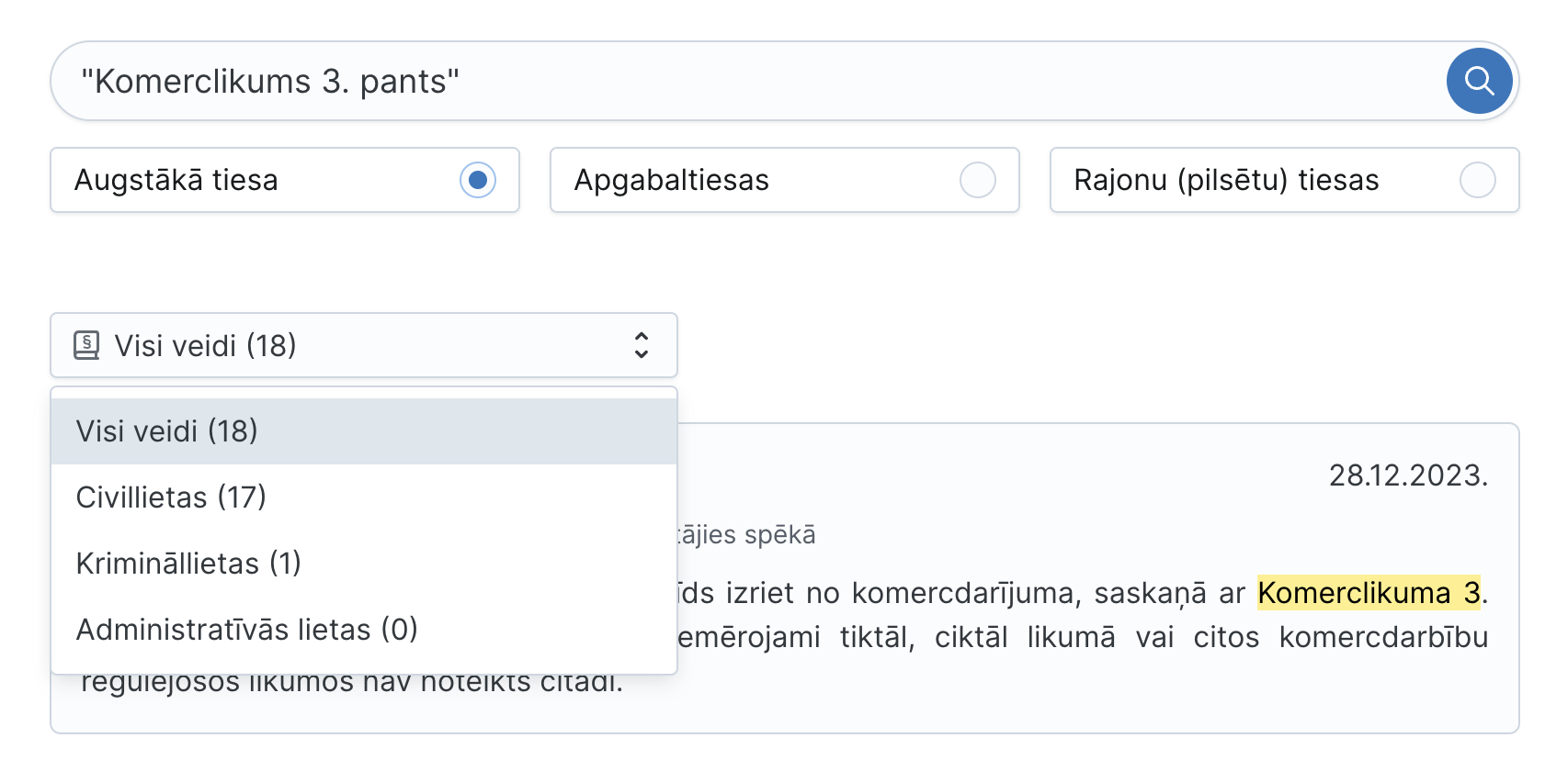 Filter results